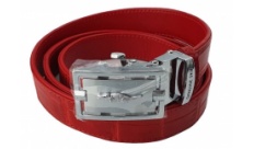 Ремень Croco Leather из кожи крокодила красный