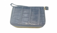 Мини-кошелек Croco Leather серый из кожи крокодила