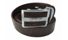 Ремень Croco Leather коричневый из кожи крокодила гладкий