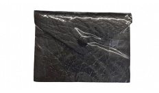 Картхолдер черный кожаный с тиснением под кожу слона